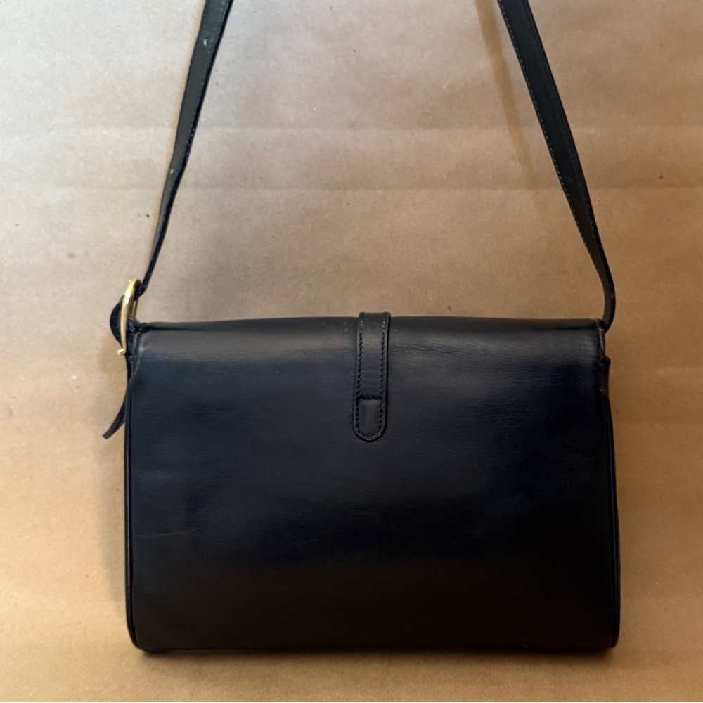 VTG Mark Cross Black Equestrian Style Shoulder Bag | Black | Made in Italy - Picture 3 of 14